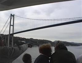 Passing under the Sotra Bridge, not far from Bergen